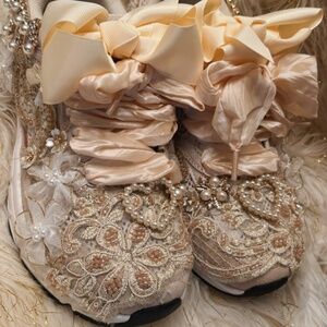 Cream Custom Lacey Sneakers